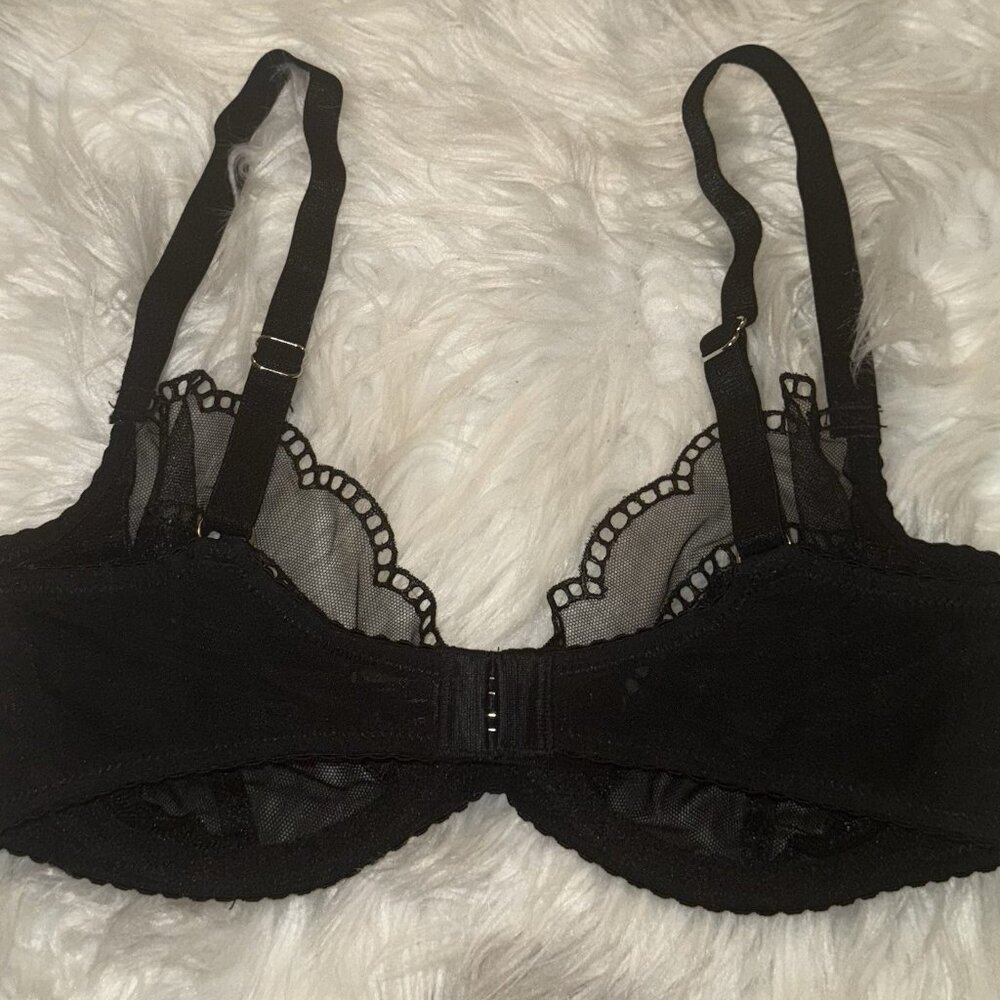 Thistle & Spire Nolita Bra Sheer Scalloped Lace Underwire Womens 32DD Black New - Picture 4 of 7